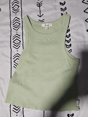 Ribbed Scoop Tank in Light Green